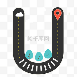 马路图片_英文字母U型黑色黄底马路斑马线