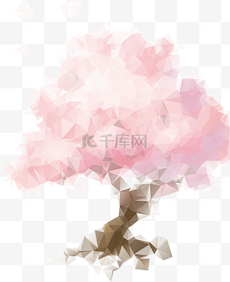 植物2.5图片_樱花树粉色浪漫樱花日本2.5D插画
