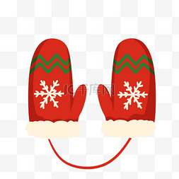 红色圣诞手套插画