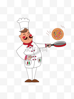 卡通可爱餐厅厨师烹饪披萨饮食行