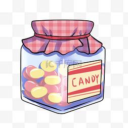 手绘方罐糖果盒插画