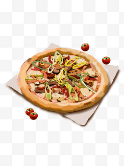 美式快餐图片_手绘美式快餐披萨装饰元素