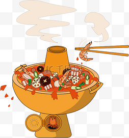 美食火锅手绘图片_冬日里沸腾的川香麻辣火锅