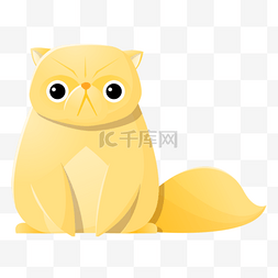 黄色胖猫图片_剪纸风格的小胖猫