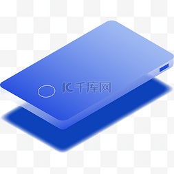 立体蓝色手机图片_2.5D立体蓝色手机装饰插画