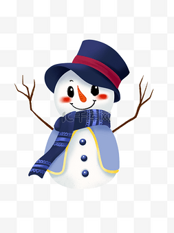 圣诞节冬季可爱手绘雪人彩色