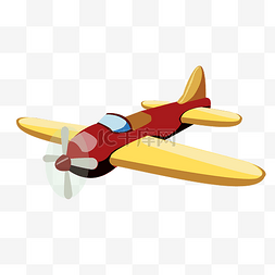 黄色螺旋桨飞机插画