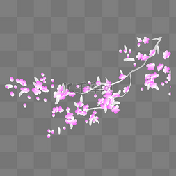 春天粉色手绘水彩风格花树枝