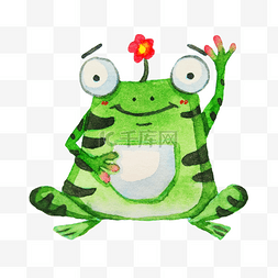 绿色的青蛙水磨插画