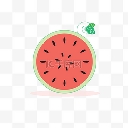 夏季图标绿图片_夏季矢量西瓜水果图标透明底