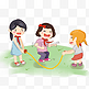 六一儿童节跳绳的女孩插画