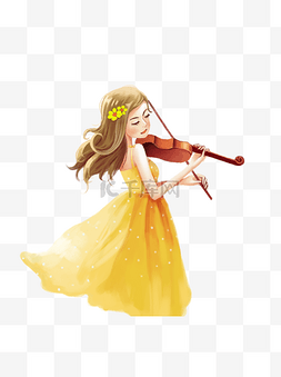 拉小提琴的图片图片_拉小提琴的女孩元素设计