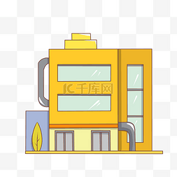 手绘黄色的楼房插画