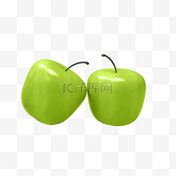 手绘绿色苹果免扣素材