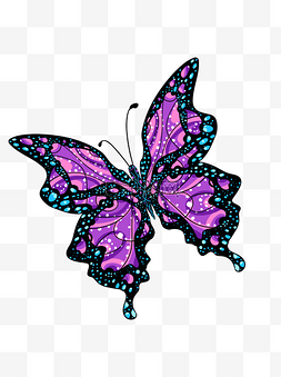 蝴蝶花蝴蝶紫色点元素装饰图案