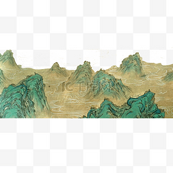 古风春花图片_国画水墨山水青山翠色PNG