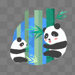 手绘竹子装饰图片_可爱熊猫与竹子插画
