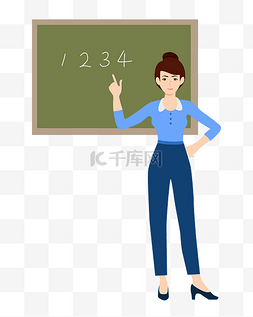 开学啦艺术字图片_矢量卡通女老师黑板