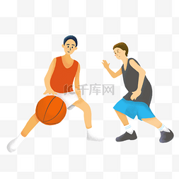抢球图片_手绘开学季男孩体育课打篮球对决