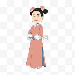 古装人物妃嫔手绘插画PNG免抠