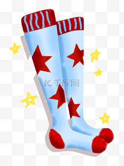 长袜样机图片_卡通手绘可爱蜡笔星星长袜素材PNG