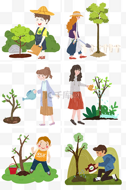 植树节合集图片_植树节人物插画合集