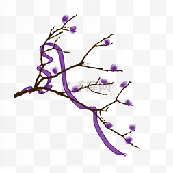 卡通手绘花紫色图片_手绘紫色的枝条插画