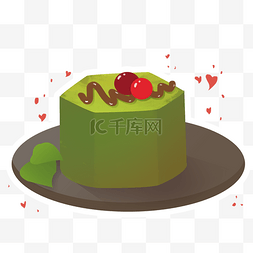 绿色立体蛋糕食物元素