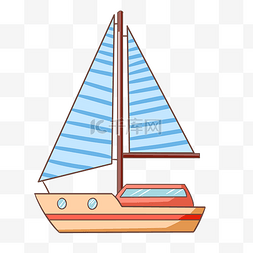 手绘浅蓝色的帆船插画
