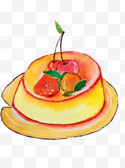美食系列主题水果布丁插画