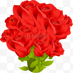 红色卡通花朵图片_玫瑰花束卡通风格