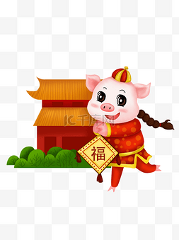 红色喜庆猪年图片_2019新年红色喜庆猪年吉祥福气设