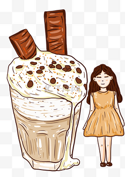 手绘可爱卡通插画食物巧克力冰淇