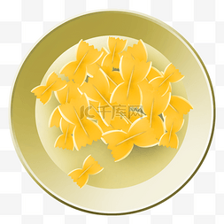 黄色的食材蝴蝶面插画