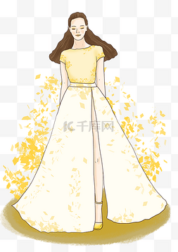新娘婚礼婚纱黄色可爱小清新风格