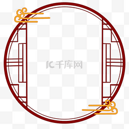 中国风边框图片_古典中国风祥云圆形窗户边框分层