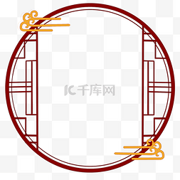 冰箱的的分层图片_古典中国风祥云圆形窗户边框分层