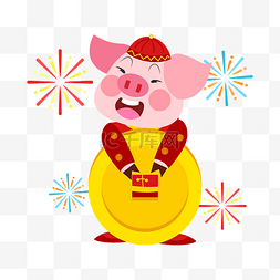 2019猪年海报图片_矢量手绘卡通猪年