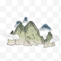 大山图片_手绘上国风山水画