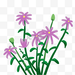 紫色小清新鲜花插画