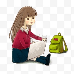 写字画画图片_小女孩坐在地上写字 