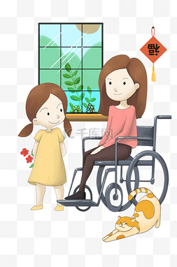 残疾人日坐轮椅的姑娘