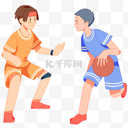 卡通男孩男孩图片_卡通手绘男孩和朋友开心打篮球