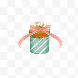 礼品盒免费图片_植物红豆蝴蝶结礼盒手绘图案免扣