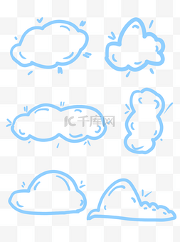 简约线条手绘云朵白云边框素材可