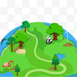 保护环境手绘图片_绿色地球环保主题