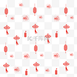 中国结的灯笼图片_新年红色烟花底纹插画