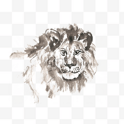 威武的雄狮图片_威武的狮子水墨画PNG免抠素材