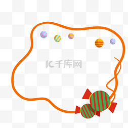 圣诞挂饰圆球图片_手绘圣诞糖果边框