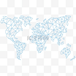 卡通矢量晶格画线条世界地图